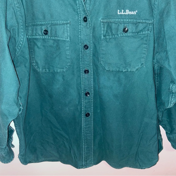 Vintage LL Bean Shirt Womens Size 18 Chamois Cloth Flannel Flap Pockets USA Flaw - Picture 14 of 16